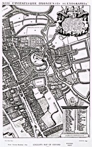 Mapa Oksfordu Loggana, arkusz zachodni, z "Oxonia Illustrated", wydana w 1675 r.